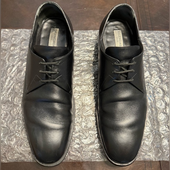 Authentic Balenciaga Black Leather Lace Up Dress Shoes Size 45 / US 12 - Picture 7 of 16